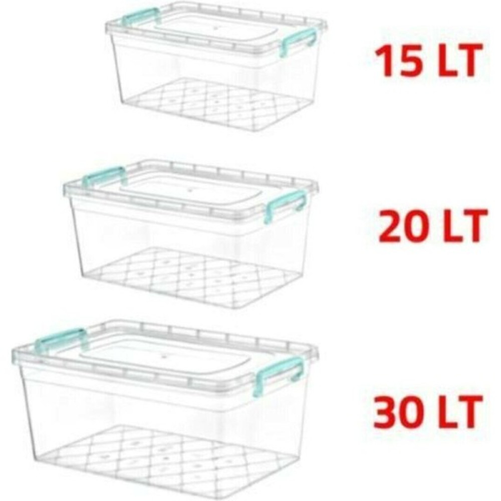 Oliva Saklama Kabı Plastik Kilitli Saklama Kutusu 30 x 20 x 15 lt. 3'lü Saklama Kapları Fiyatı