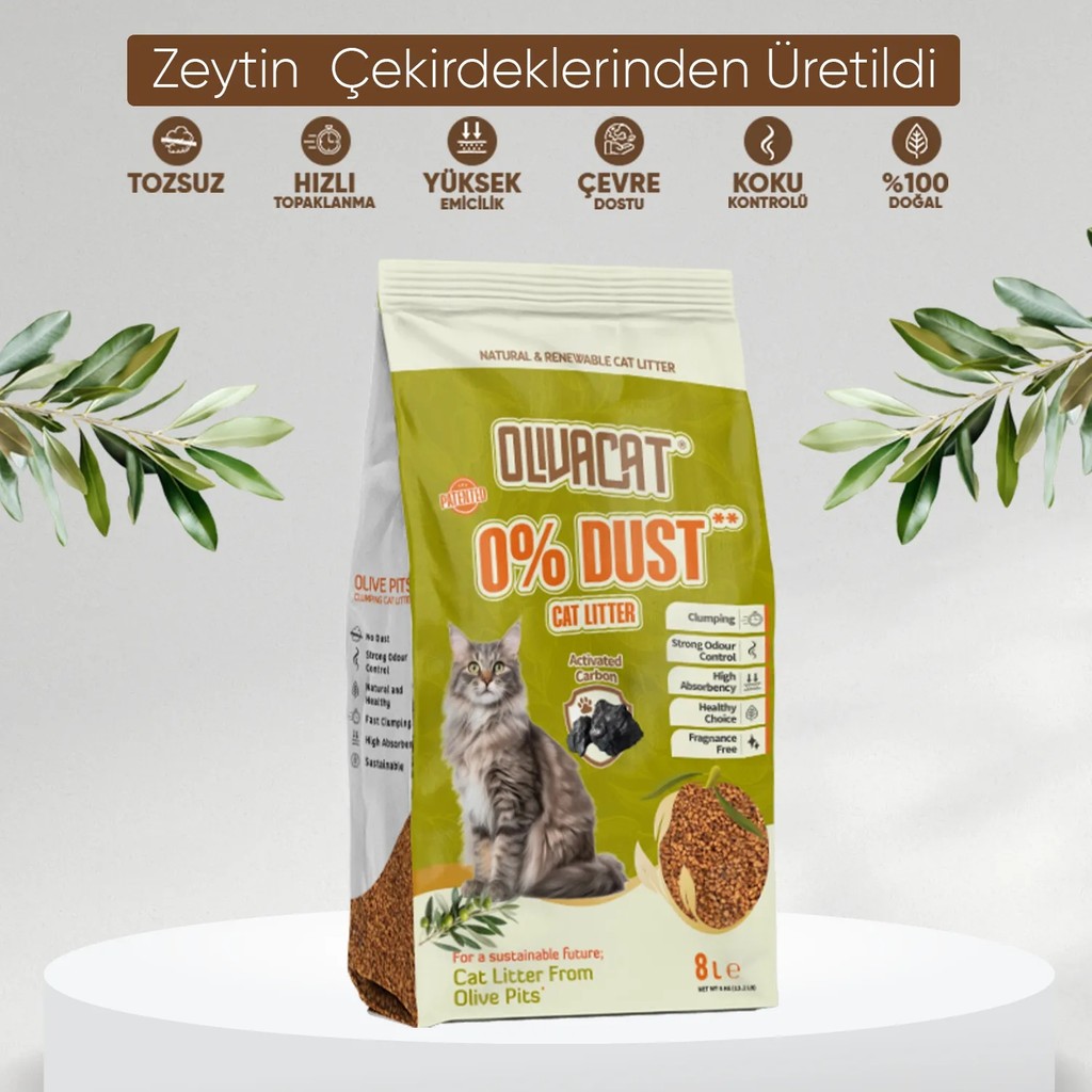 Olivacat Zeytin Çekirdeğinden Üretilen Aktif Karbonlu Doğal Tozsuz Kedi Kumu 8 L Evcil Hayvan Ürünleri Fiyatı