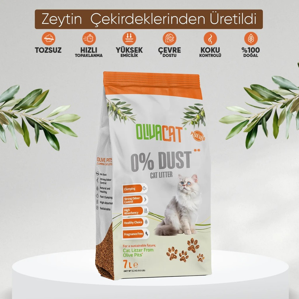 Olivacat Zeytin Çekirdeğinden Üretilen Doğal Tozsuz Kedi Kumu 7L Evcil Hayvan Ürünleri Fiyatı