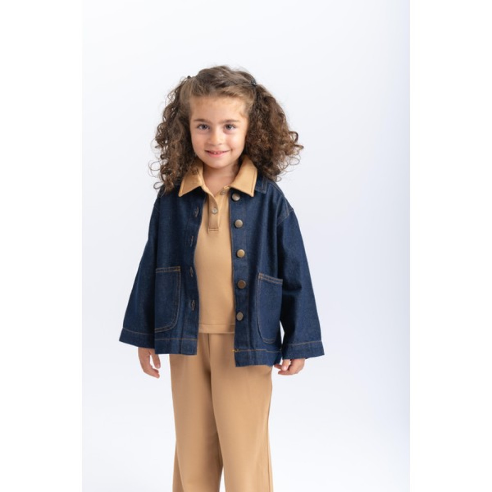 Oliven The Kid Unisex Cepli Koyu Yıkama Kot Ceket Mavi Kız Çocuk Mont Fiyatı