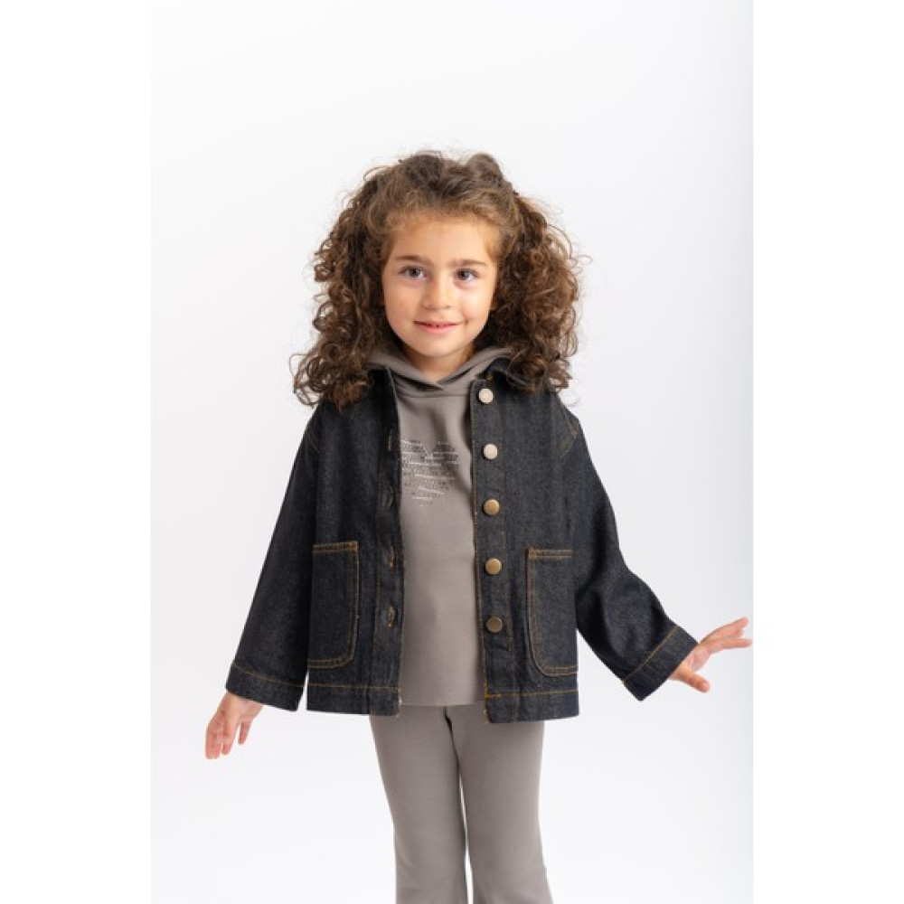 Oliven The Kid Unisex Cepli Koyu Yıkama Kot Ceket Siyah Kız Çocuk Mont Fiyatı