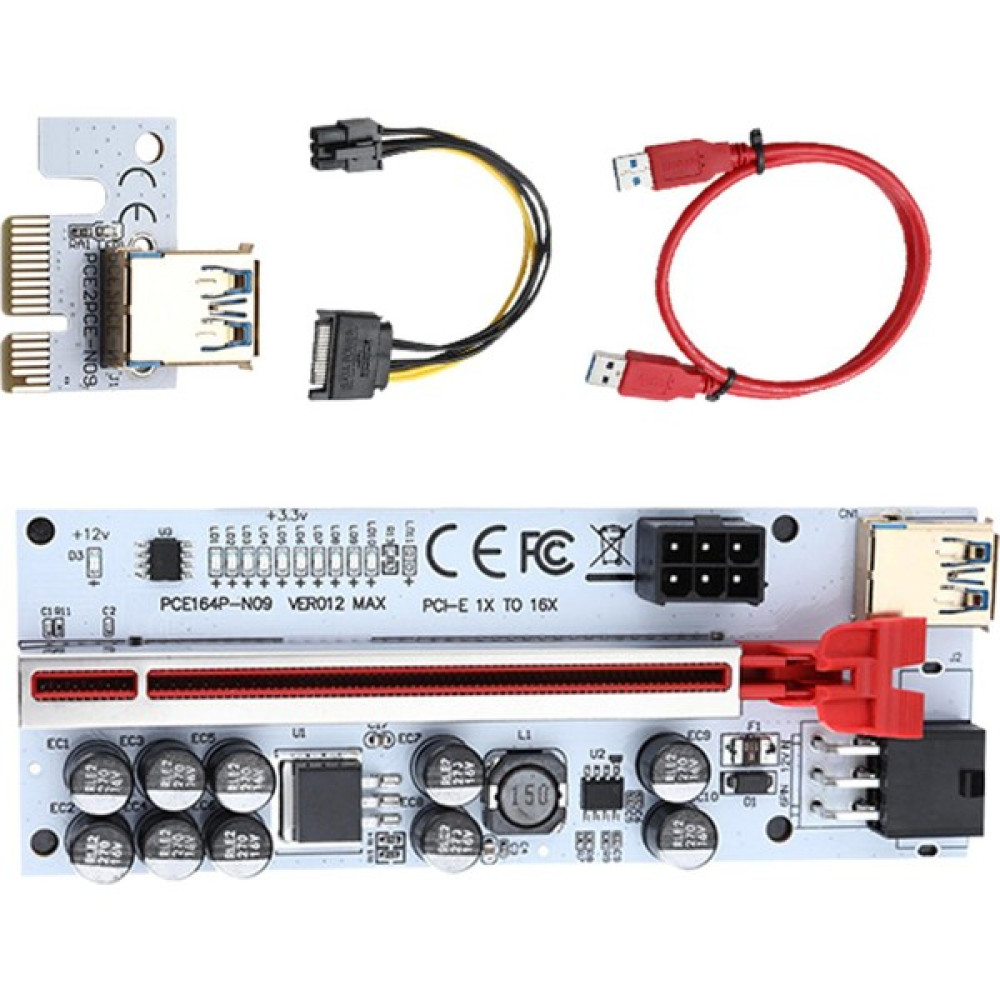 Oliver Pcı-E Pcıe Riser W / USB 3.0 Uzatma Kablosu Gpu Madenciliği Kırmızı Yuvası ve Tel Için 13X LED - 269 Oto Boyaları Fiyatı