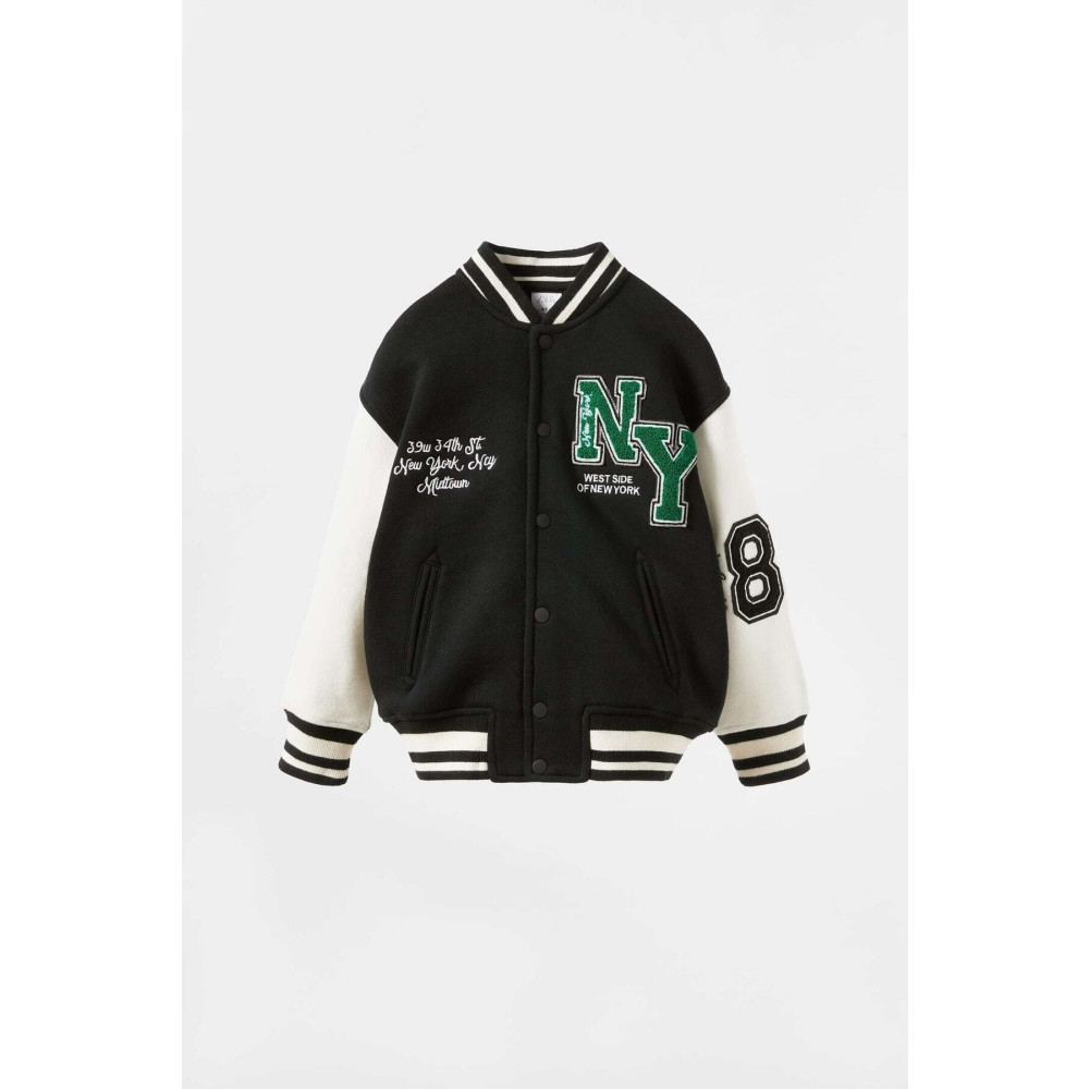 OliveYouMom Orjinal Unisex Bomber Kolej Ceket New York Yama Aplikeli 5-6 Yaş Beden Bayan Ceket Fiyatı