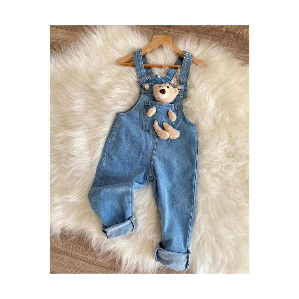 OliveYouMom Unisex Ayıcıklı Kot Salopet Tulum Ayarlanabilir Askı 5-6 Yaş Beden Kadın Giyim Fiyatı