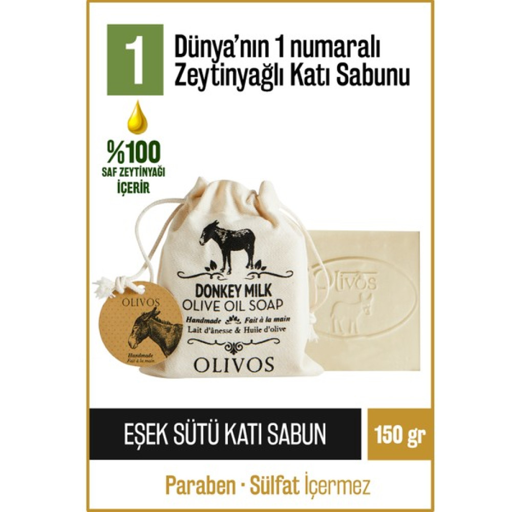 Olivos %100 Doğal Eşek Sütü Ve Zeytinyağlı Katı Sabun Eşek Sütlü El Sabunu Yoğun Nemlendirici Kese Hediyeli 150 Gr Sabunlar Fiyatı