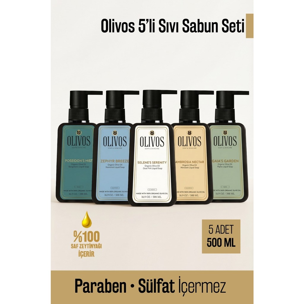 Olivos Zeytinyağı Bazlı 5’li Sıvı Sabun Seti | Paraben, Sls & Sles Içermeyen Nazik Temizlik | 5 × 500 ml - Krem SSD / Solid State Drive Fiyatı