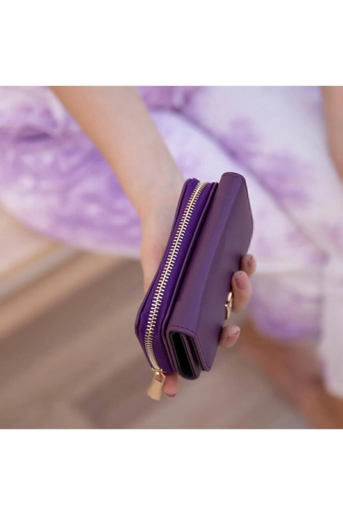 OLLBAGS 1026 - Kedili Mor Cüzdan" Bayan Cüzdan Fiyatı