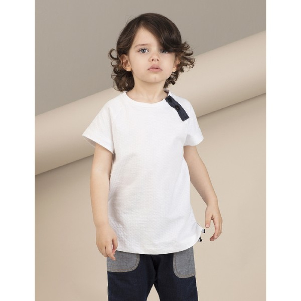Ollie&Olla Pat Detaylı Beyaz Erkek T-Shirt Erkek Çocuk T-shirt Fiyatı