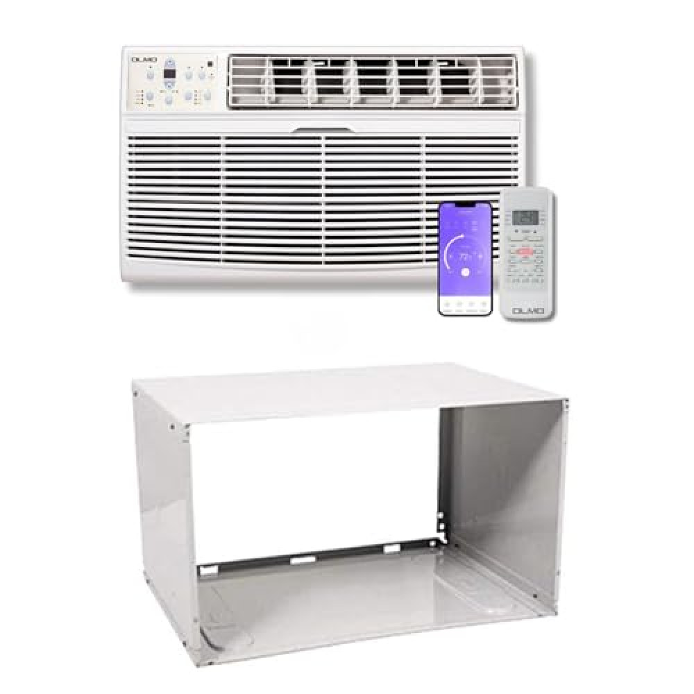 OLMO 8,000 btu 115V Through-the-Wall Air Conditioner with Remote Control and built in Smart Kit, (Heating and Cooling) (R32 Refrigerant) Wall Sleeve Included…