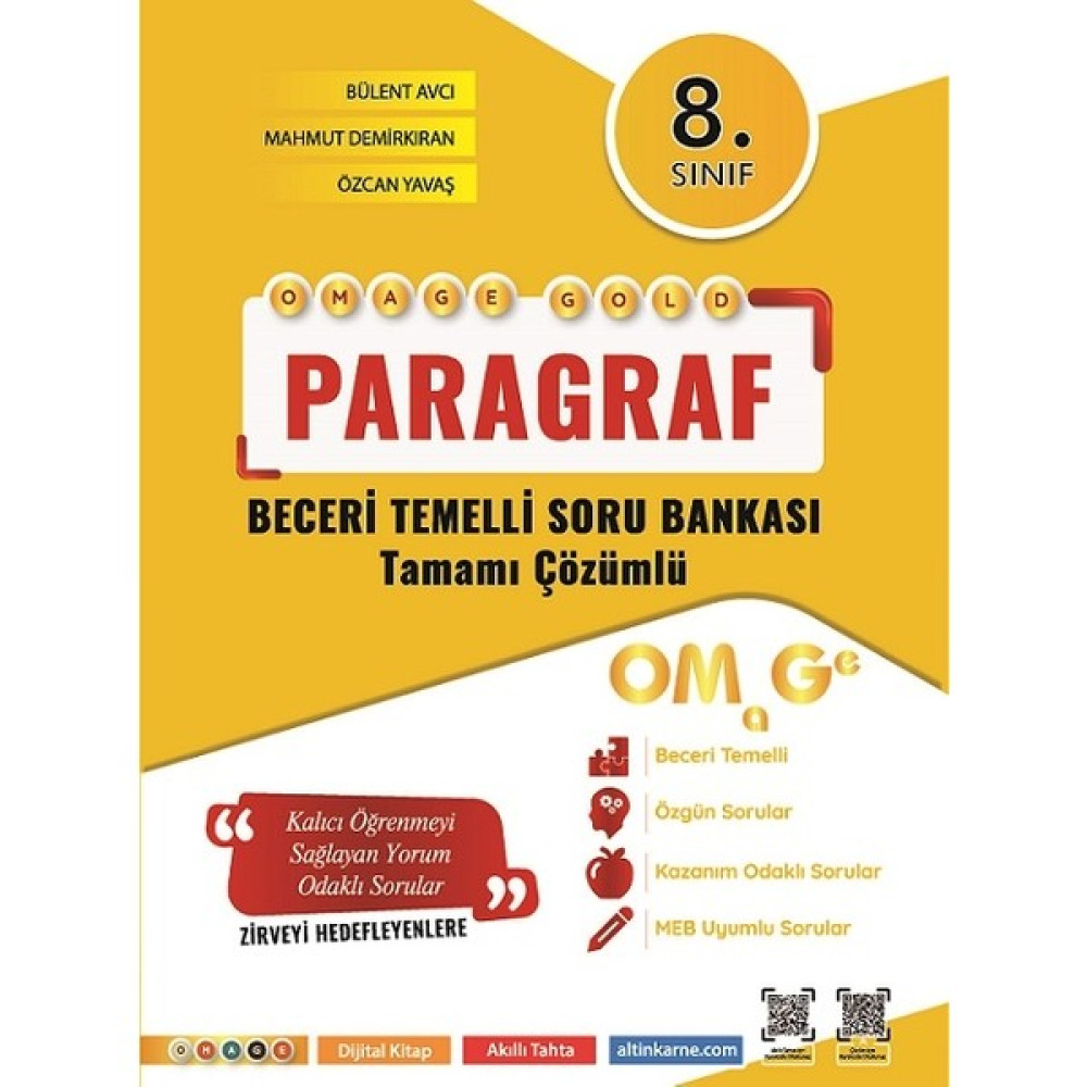 Omage Yayınları 8.sınıf Gold Paragraf Soru Bankası Ders Sınav Kitapları Fiyatı