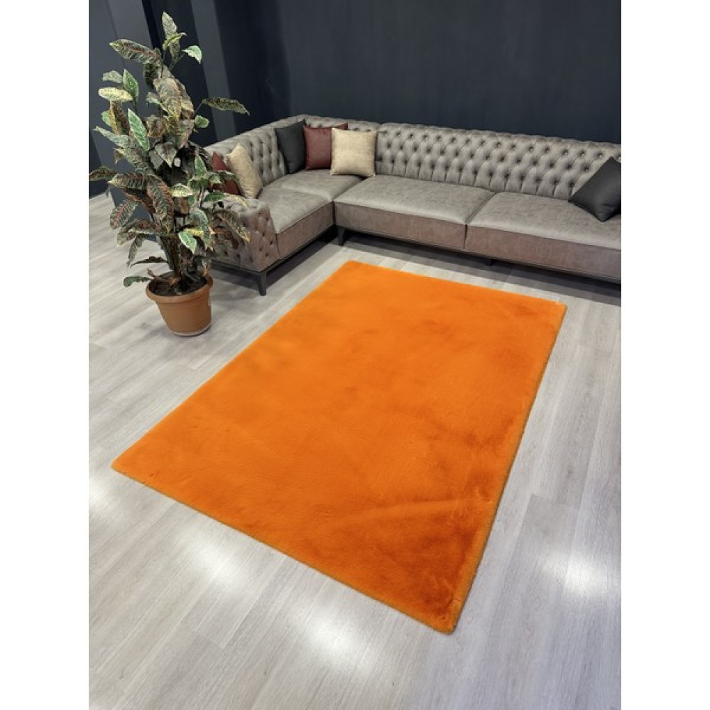 Omammamia Home Modern Tavşan Tüyü Yumuşacık Tüy Dökmez Peluş Halı Turuncu - 80 x 120 cm Salon Halısı Fiyatı