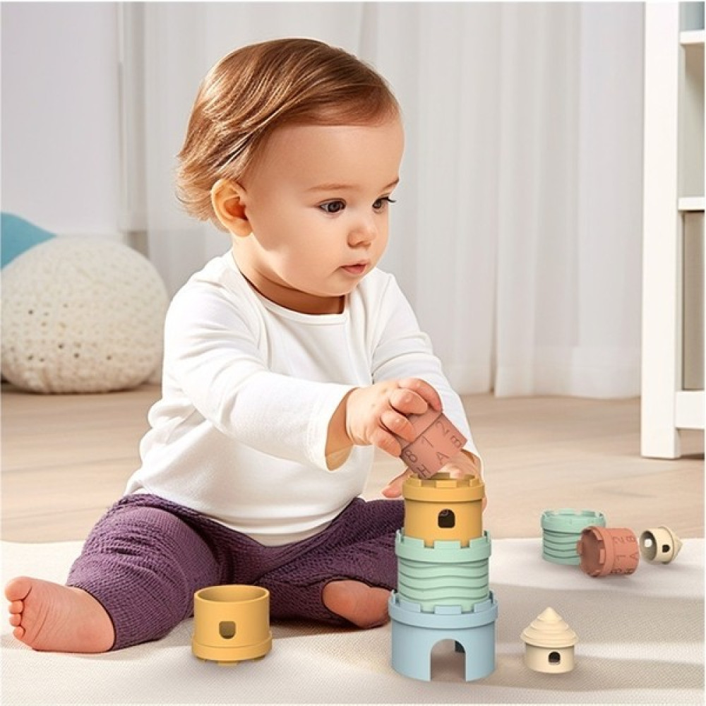Omaska Bebek ve Yürümeye Başlayan Çocuk Eğitici Erken Eğitim Renk Tanıma Silikon Jenga Oyuncak Dijital Yapı Taşı Seti (Yurt Dışından) - Açık Mavi Eğitici Oyuncak Fiyatı