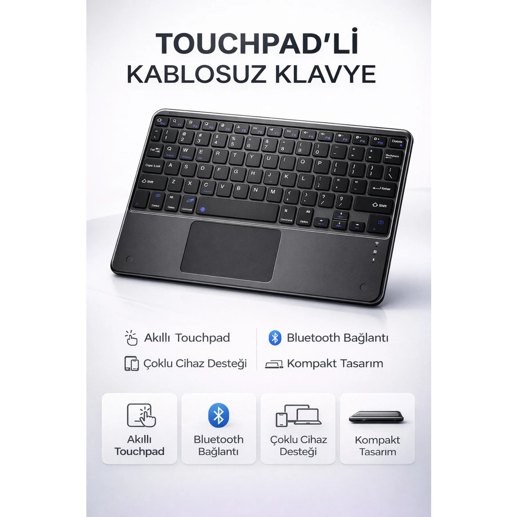 Omaze Touchpadli Kablosuz Klavye Sessiz Tuş ve Ultra Ince Tasarım Kablosuz Klavye Fiyatı