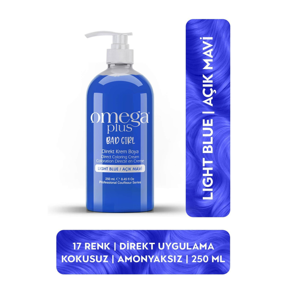 Omega Plus Bad Girl AÇIK MAVİ Amonyaksız Renkli Saç Boyası 250ML Saç Boyası Fiyatı