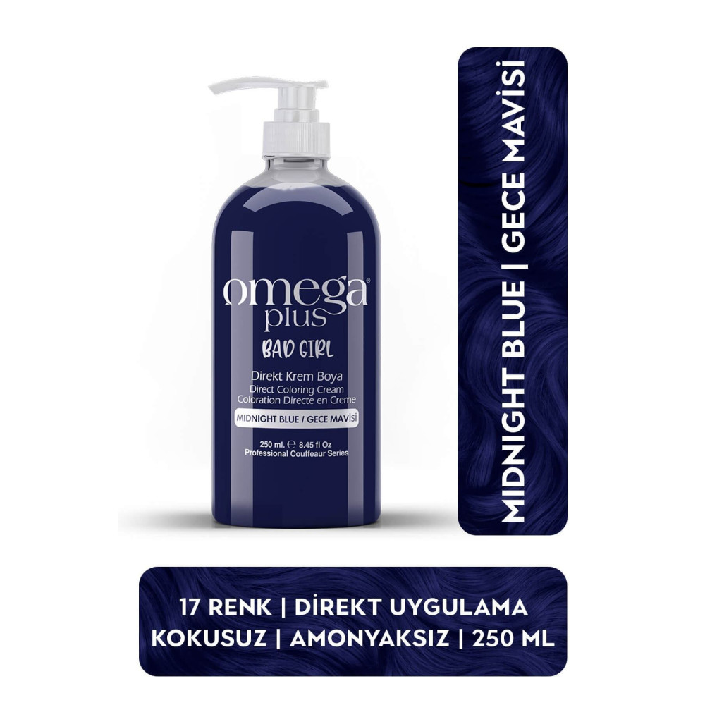 Omega Plus Bad Girl GECE MAVİSİ Amonyaksız Renkli Saç Boyası 250ML Saç Boyası Fiyatı
