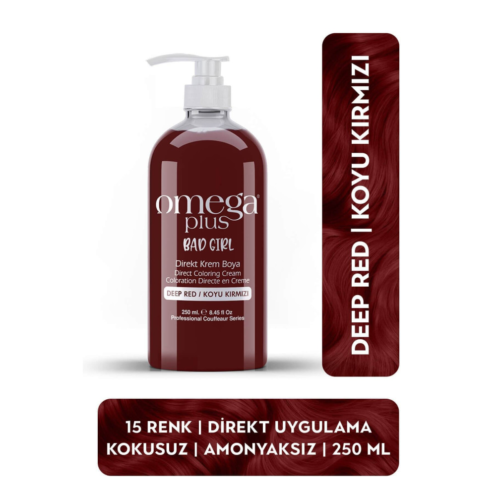 Omega Plus Bad Girl Koyu Kırmızı Amonyaksız Renkli Saç Boyası 250ml Saç Boyası Fiyatı