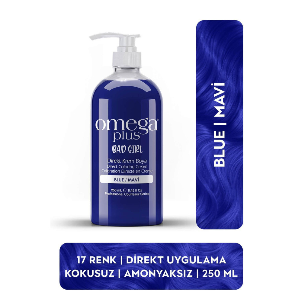 Omega Plus Bad Girl MAVİ Amonyaksız Renkli Saç Boyası 250ML Saç Boyası Fiyatı