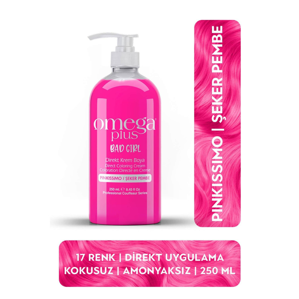 Omega Plus Bad Girl ŞEKER PEMBESİ Amonyaksız Renkli Saç Boyası 250ML Saç Boyası Fiyatı