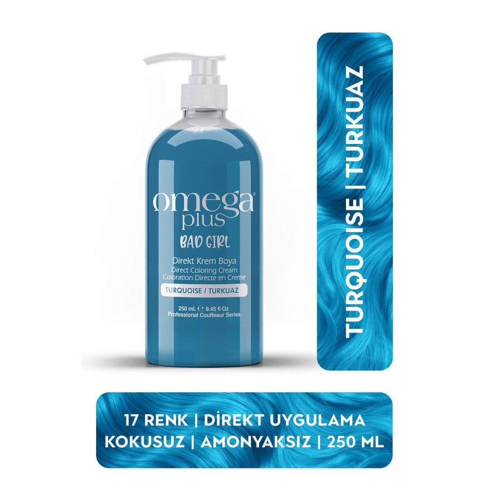 Omega Plus Bad Girl TURKUAZ Amonyaksız Renkli Saç Boyası 250ML Saç Boyası Fiyatı