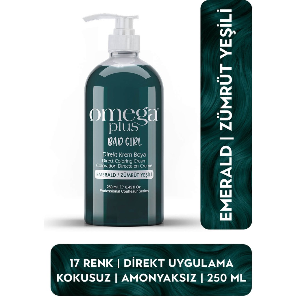 Omega Plus Bad Girl ZÜMRÜT YEŞİLİ Amonyaksız Geçici-Renkli Krem Saç Boyası 250 ML Canlı Renkler İçin Saç Boyası Fiyatı