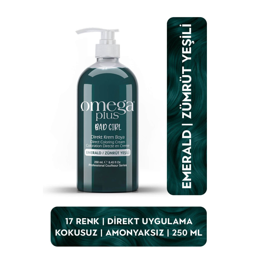 Omega Plus Bad Girl ZÜMRÜT YEŞİLİ Amonyaksız Renkli Saç Boyası 250ML Saç Boyası Fiyatı