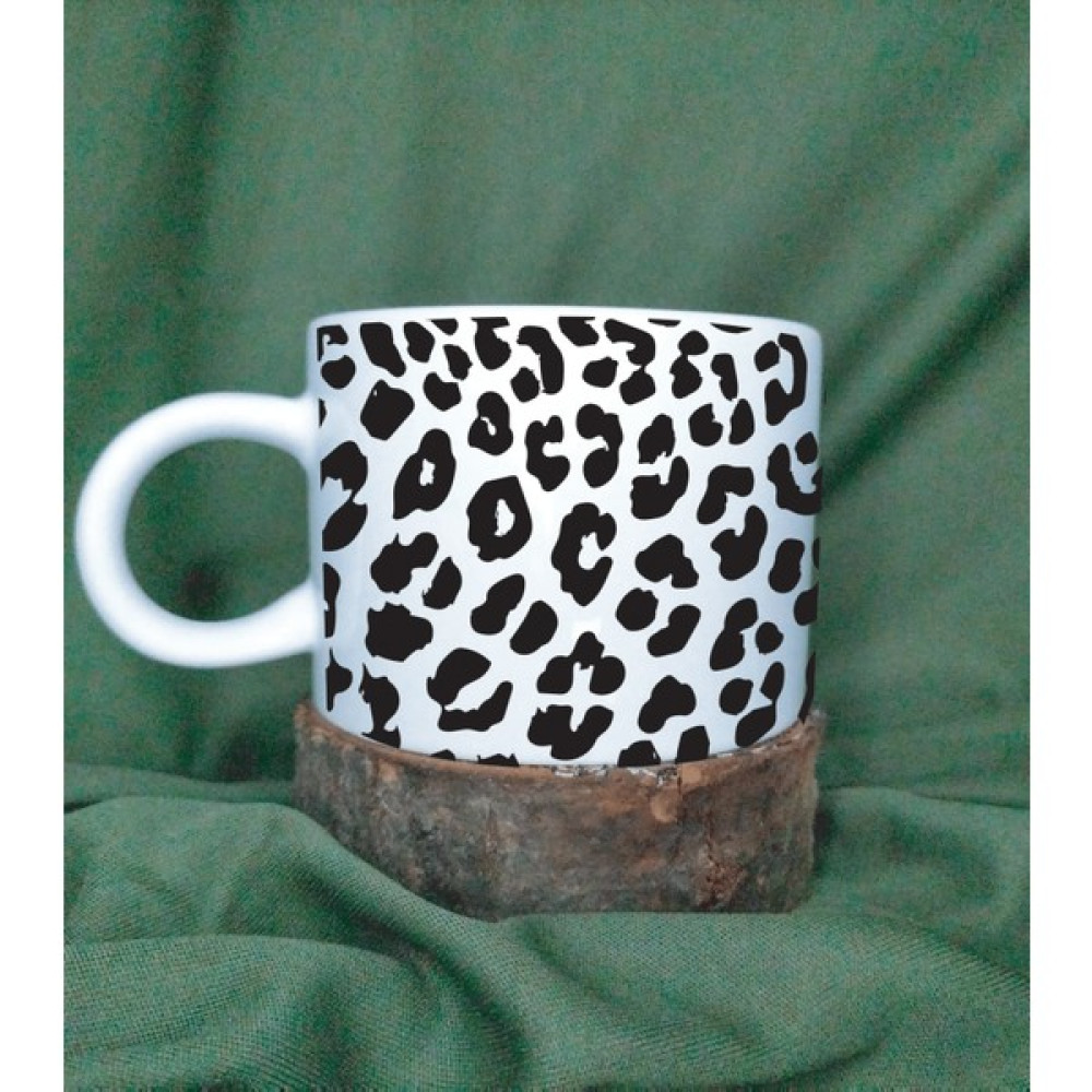Omei Design Siyah Leopar Desenli Kulplu Baskılı Kupa Bardak Espresso Fincanı Çay ve Kahve Kupası Fincan / Bardak / Kahve Takımı Fiyatı