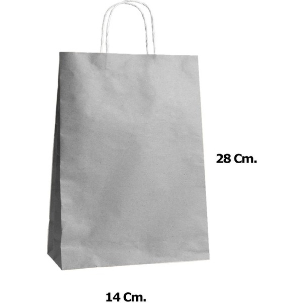 Omeyva Büküm Saplı Kraft Kağıt Çanta Karton Hediyelik Poşet Torba - Gri - 18X24 Cm. -25 Adetlik 4 Paket Nalburiye & Hırdavat Fiyatı