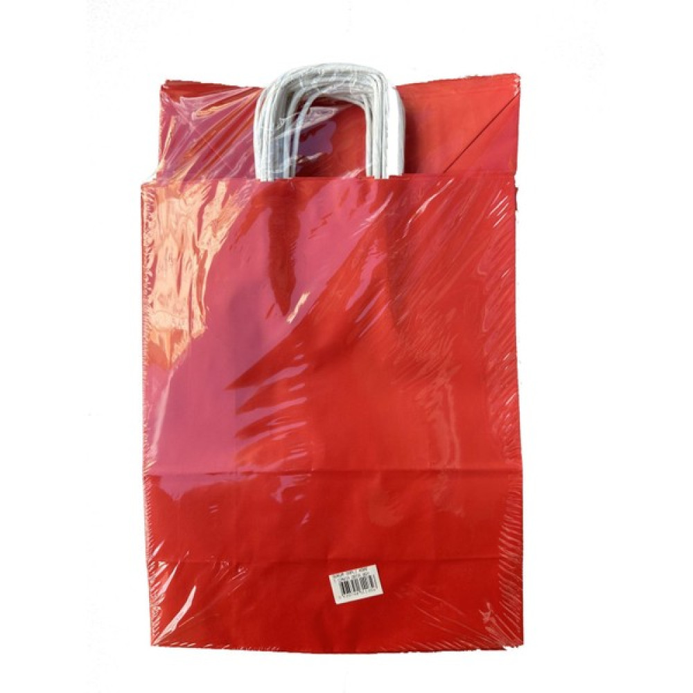Omeyva Büküm Saplı Kraft Kağıt Çanta Karton Hediyelik Poşet Torba - Kırmızı - 18X24 Cm. -25 Adetlik 4 Paket Nalburiye & Hırdavat Fiyatı