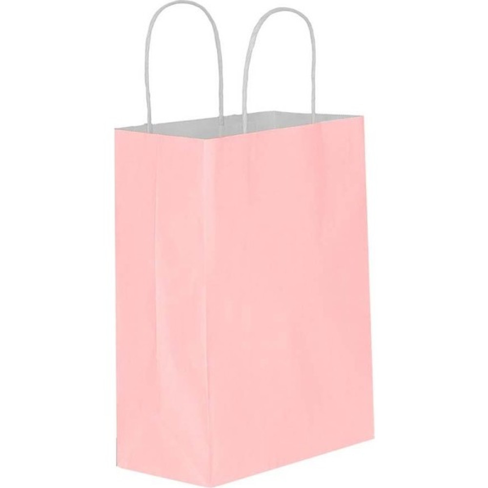 Omeyva Büküm Saplı Kraft Kağıt Çanta Karton Hediyelik Poşet Torba - Pembe - 31X41 Cm. - 25 Adetlik 2 Paket Nalburiye & Hırdavat Fiyatı