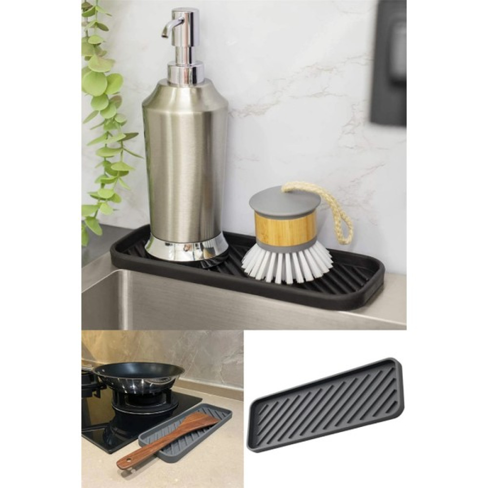 Omilife Siyah Silikon Yağdanlık Yağlık Standı Altlık Çok Amaçlı Organizer Sabunluk Altlığı 23X10 cm - 23 x 10 cm Oto Boyaları Fiyatı
