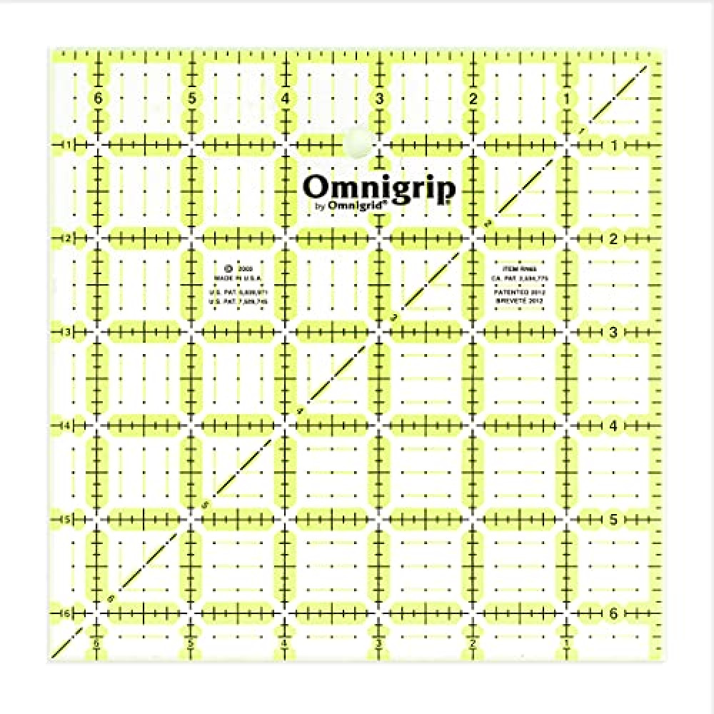 Omnigrid Omnigrip 6-1/2" x 6-1/2" Non-Slip Square Quilting Ruler