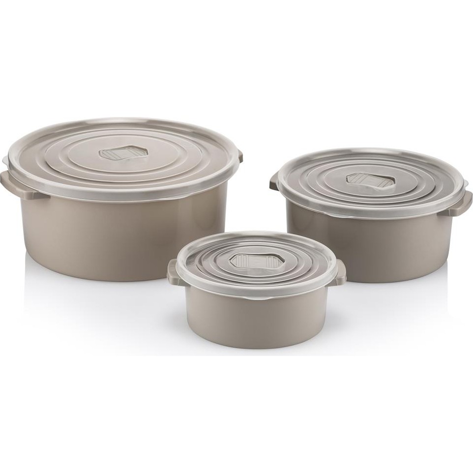 Omnipazar SY-2900 Yuvarlak Plastik Mikrodalga Saklama Kabı 3 Lü Set Krem Eşya Saklama / Düzenleme Fiyatı
