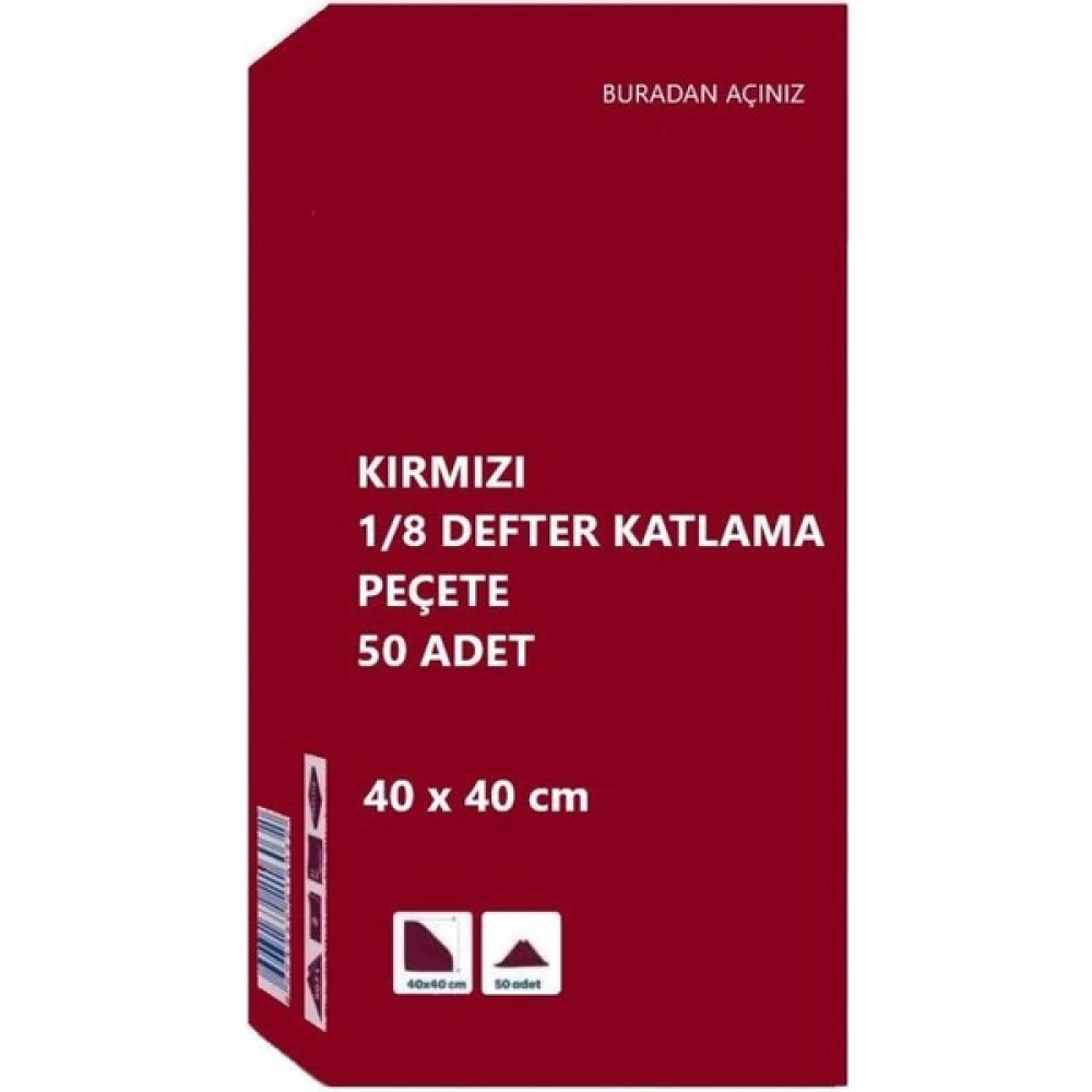 Omnisoft 40X40 cm 1/8 Defter Katlama Servis Peçetesi 50 Adet Kırmızı - Beyaz Peçete Fiyatı