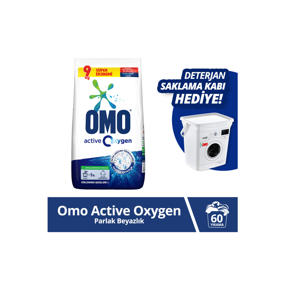 Omo Active Oxygen Toz Çamaşır Deterjanı Beyazlar Için 9 Kg X1 Deterjan Saklama Kabı Hediye Çamaşır Deterjanı Fiyatı