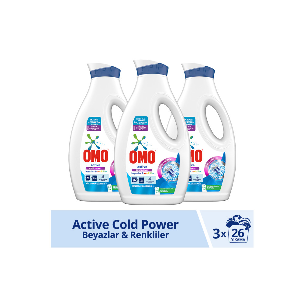 Omo Sıvı Active Cold Power Beyazlar Ve Renkliler Için Çamaşır Deterjanı 1690 ml X3 Çamaşır Deterjanı Fiyatı