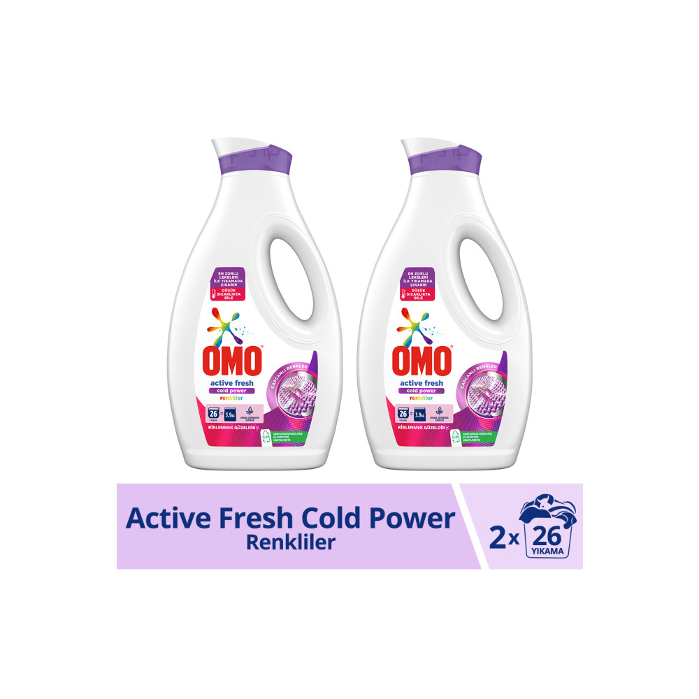 Omo Sıvı Deterjan Active Fresh Cold Power Renkliler 1690 ml X2 Çamaşır Deterjanı Fiyatı