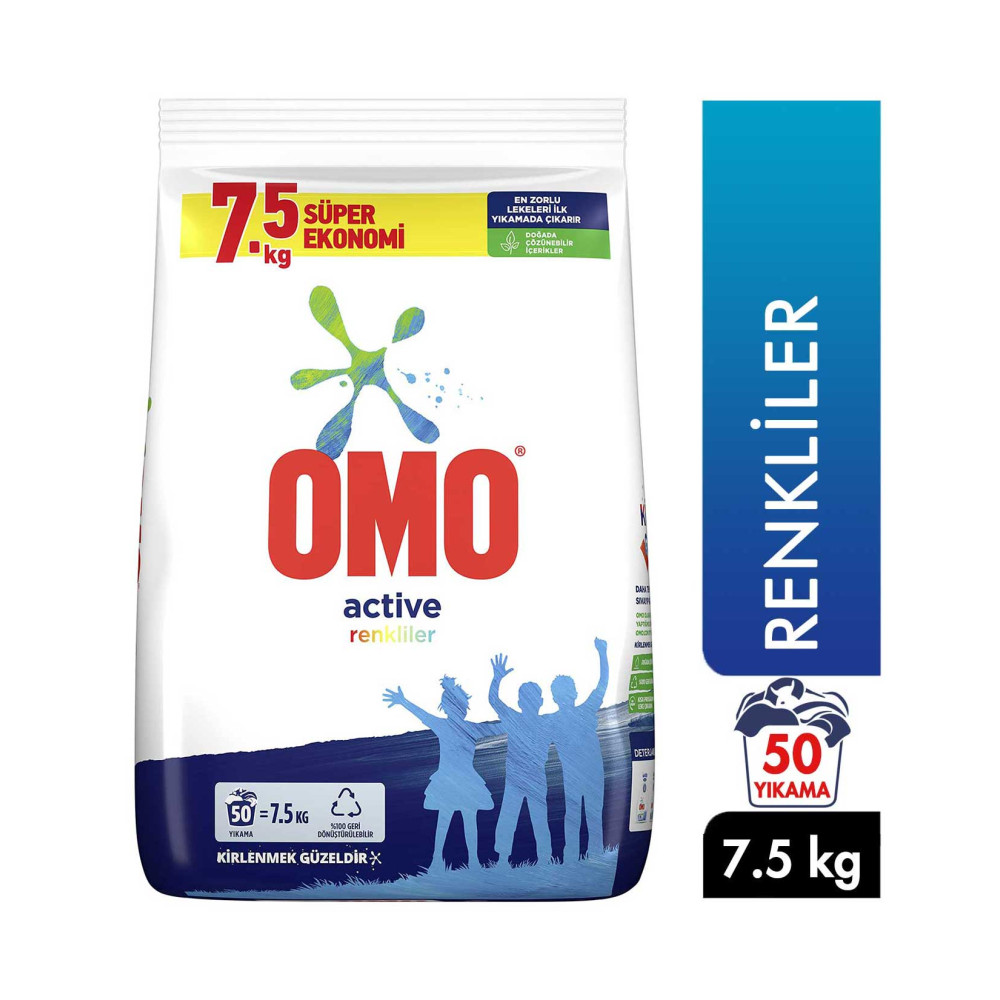 Omo Toz Çamaşır Deterjanı 7,5 kg 50 Yıkama Active Fresh Renkli Diğer Fiyatı