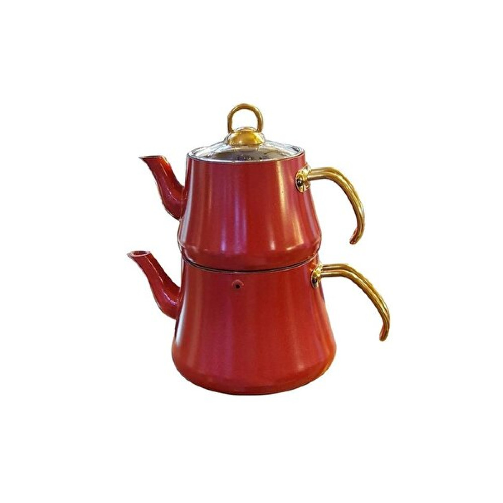 OMS 8203-L Large Kırmızı Granit Çaydanlık Çay / Çaydanlık Setleri Fiyatı
