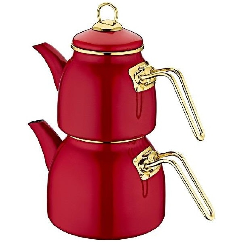 Oms Emaye Çaydanlık Takımı Kırmızı Çay / Çaydanlık Setleri Fiyatı