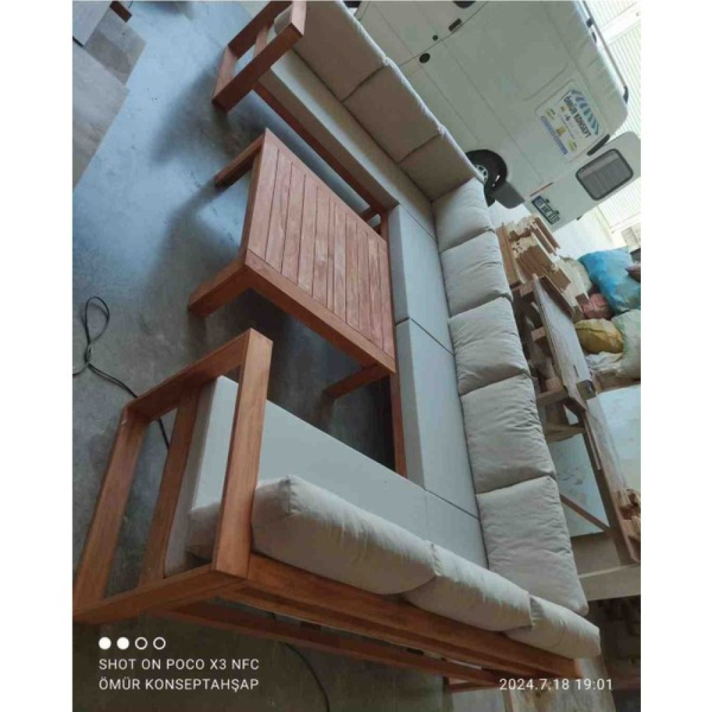 Ömür Konsept Ahşap Bahçe Balkon Köşe Takımı U Köşe Bahçe Koltuğu Fiyatı