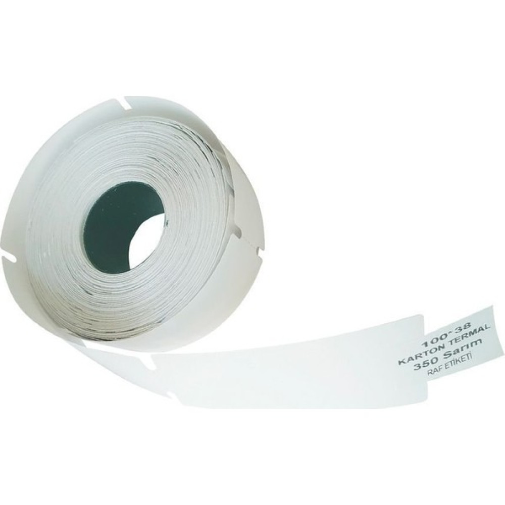 On Roll Paper 100x38 Termal Karton Raf Etiketi Kenarı Çentikli 350'li Sarım 12 Rulo Toplam: 4.200 Adet Barkod Okuyucular Fiyatı