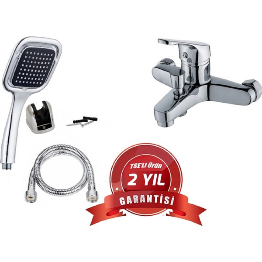 On2 Banyo Bataryası ve Kare Siyah Duş Başlığı | Banyo Batarya Seti / 2 Yıl Garantili - Gri Bataryalar Fiyatı
