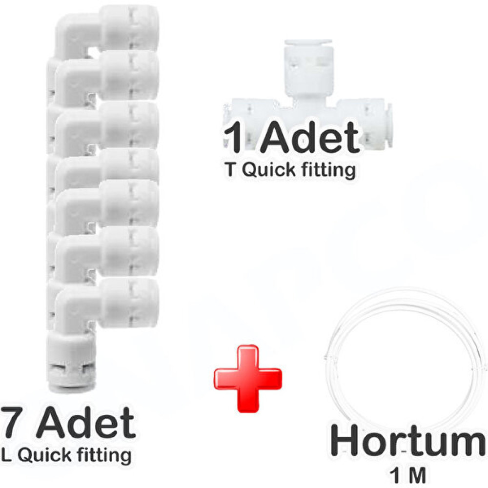 Onapco Su Filtreleri İçin Hızlı Bağlantı Seti 6 Adet L Bağlantı + 1 Adet T Bağlantı + 1 Metre Hortum 1/4" Nalburiye & Hırdavat Fiyatı