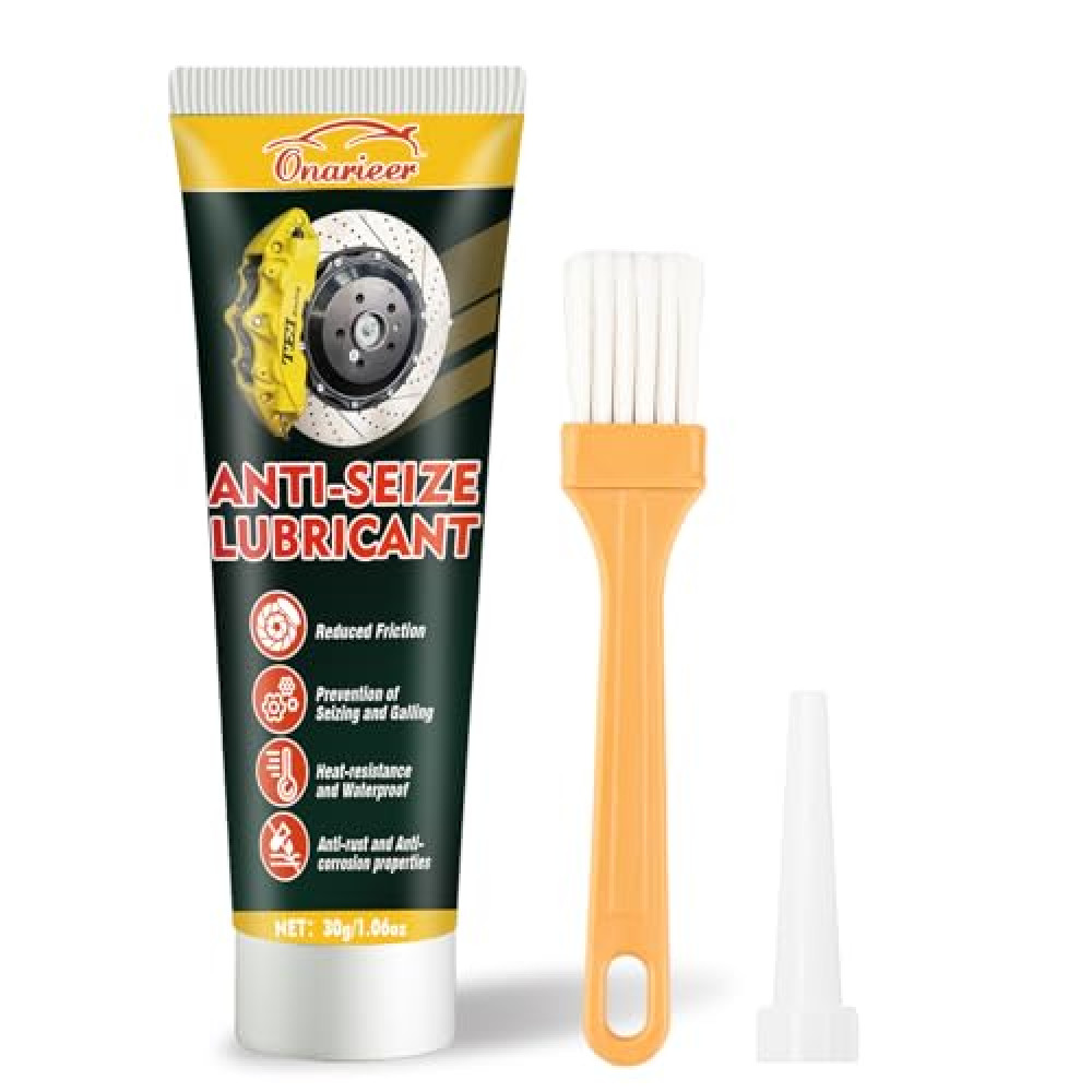 Onarieer Copper Anti Seize Thread Lubricant with Brush, Premium Brake Grease for Automotive, Spark Plugs, Brake Pads, Nuts, Efficient Lubrication, Antiseize, Prevent Wear and Corrosion 1oz(1pcs)
