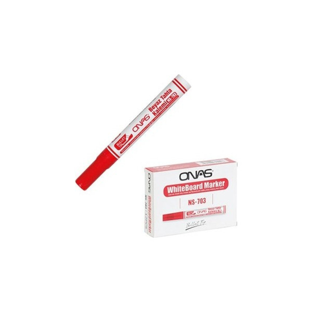 Onas NS-703 Beyaz Tahta Kalemi Kırmızı 12 Li Paket Yazı Tahtası Kalemi Fiyatı