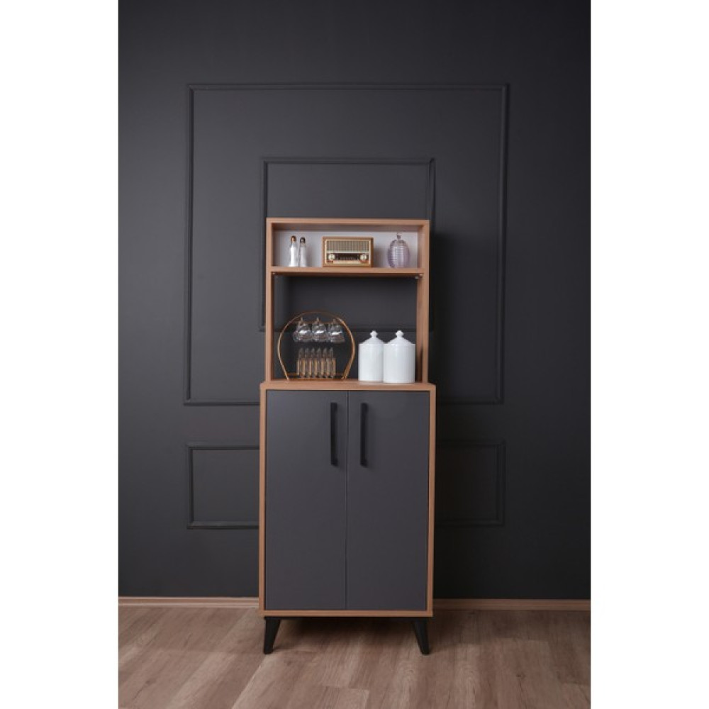 One Art Home Comfy Iki Kapaklı Çok Amaçlı Kiler Mutfak Erzak Dolabı - Atlantik Çam - Antrasit Mutfak Dolabı / Mobilyası Fiyatı