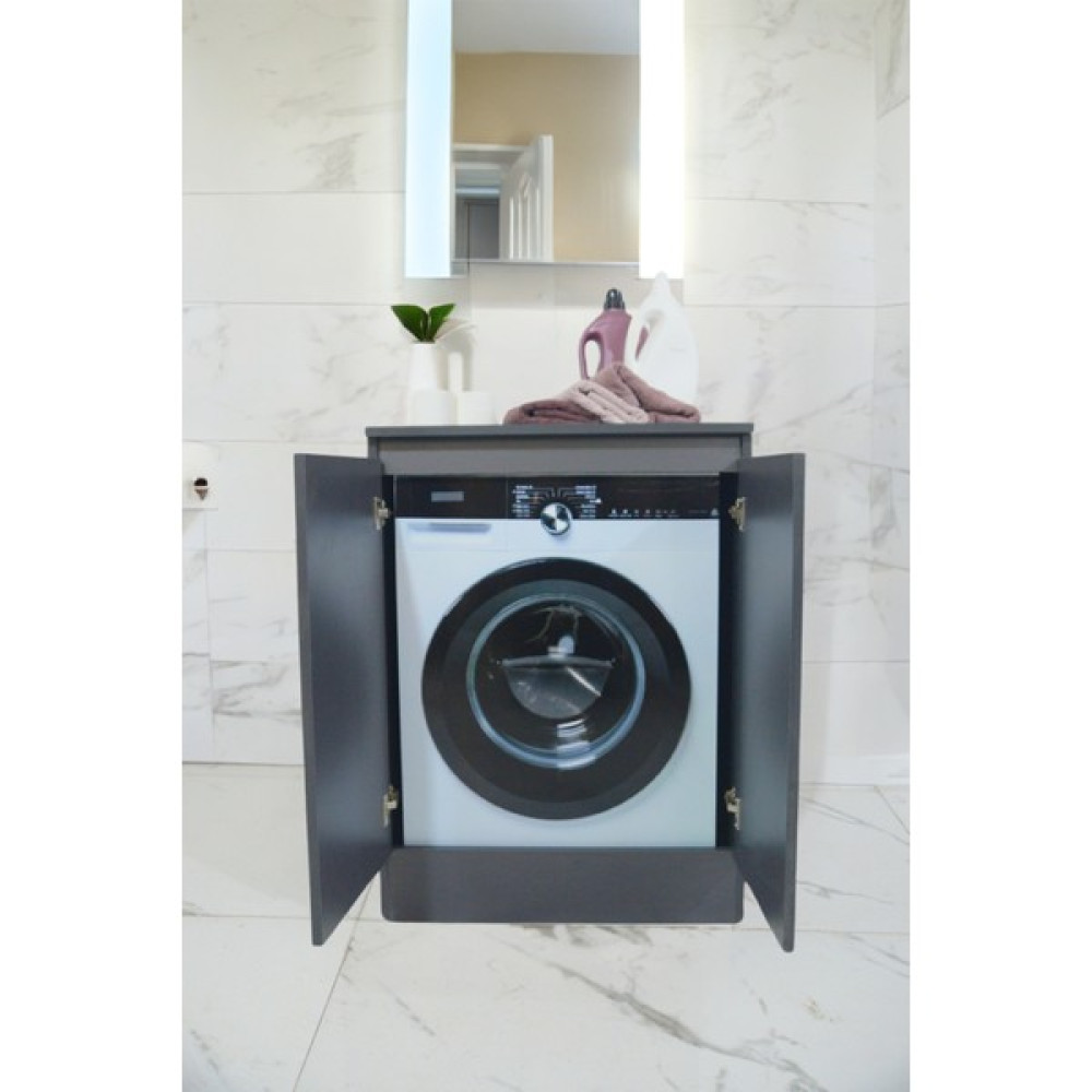 One Art Home Deco Kapaklı Çamaşır Kurutma Makinesi Dolabı - Antrasit Banyo Dolabı / Mobilyası Fiyatı