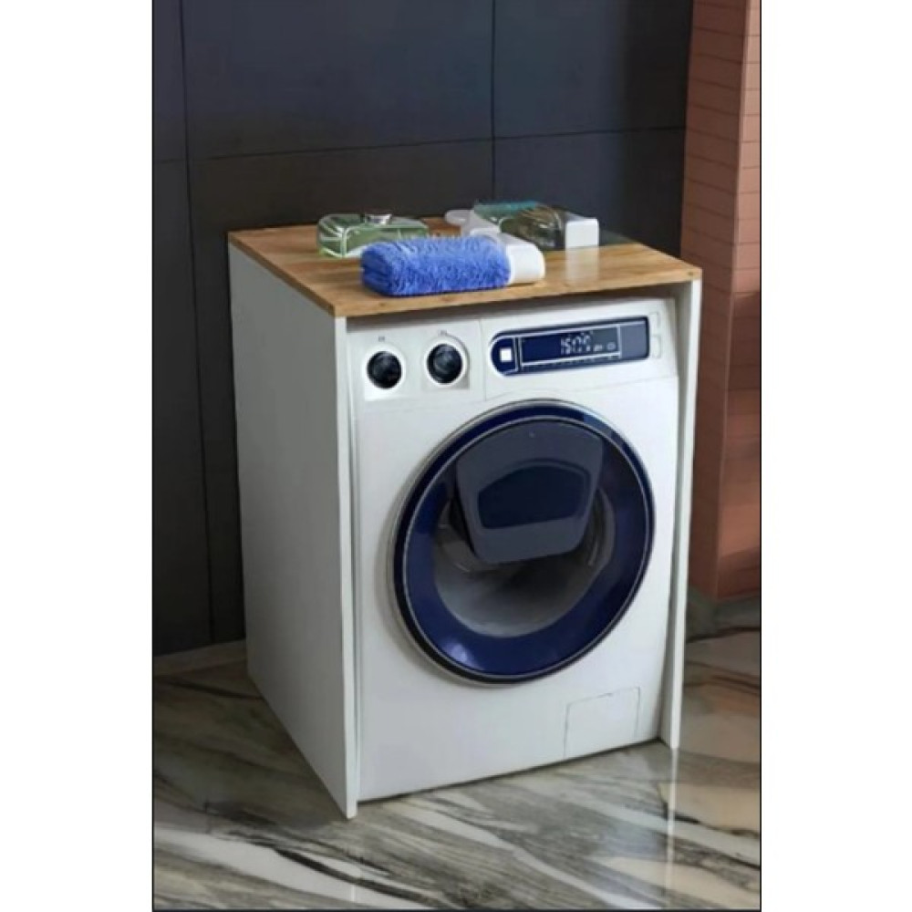 One Art Home Giza Çamaşır Makinesi Kurutma Makinesi Dolabı - Parlak Beyaz - Atlantik Çam Banyo Dolabı / Mobilyası Fiyatı