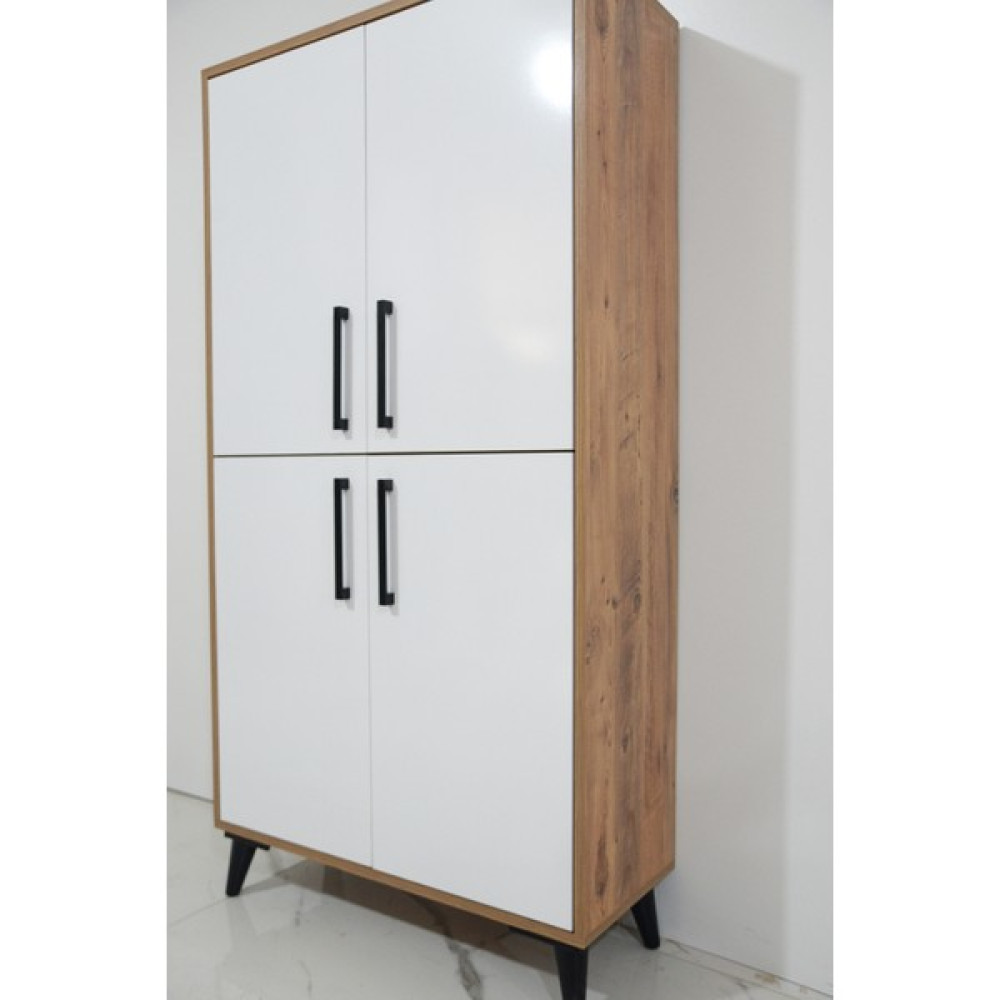 One Art Home Practical Çok Amaçlı Kapaklı Kiler Ayakkabılık Mutfak Erzak Dolabı - Atlantik Çam - Beyaz Gardrop & Dolap Fiyatı