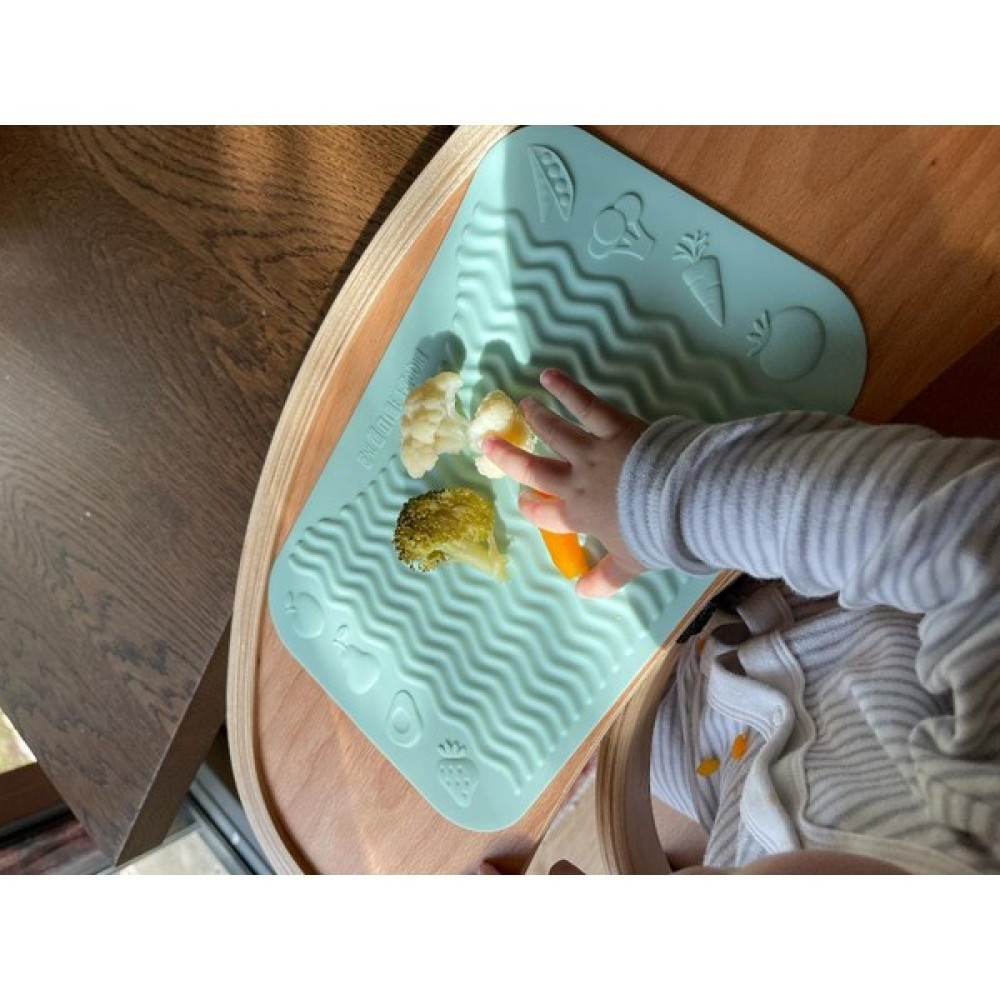 One Little Foodie Finger Placemat - Silikon Bebek Matı - Yeşil - Açık Yeşil Mama Seti Fiyatı